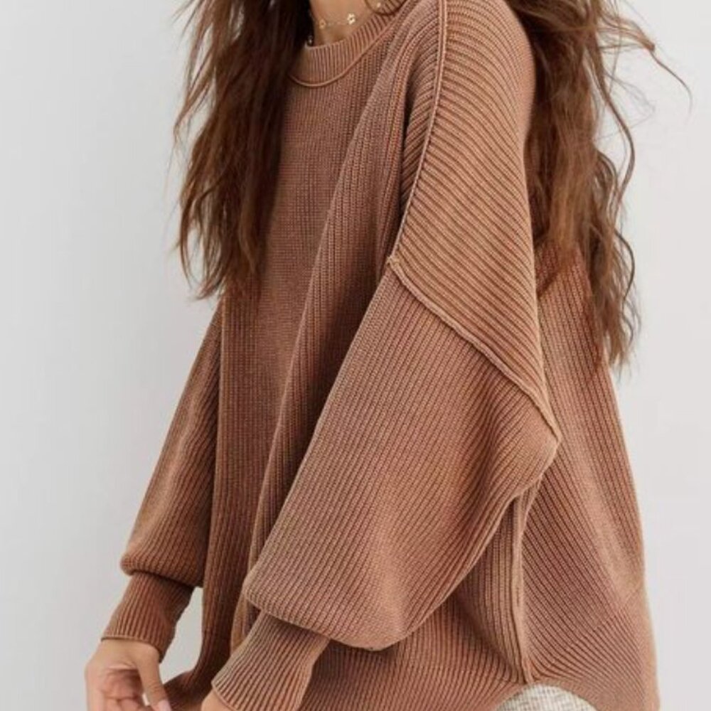 COPY - Aerie Beyond Crewneck Sweater - M - Camel/Tan